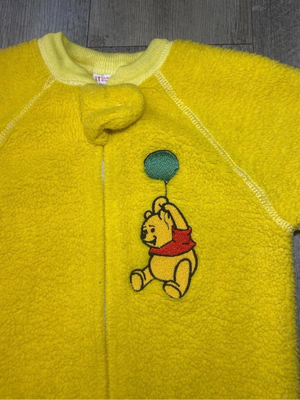 Vintage Disney Winnie The Pooh Fleece Footed Yellow Pajamas Size 1T